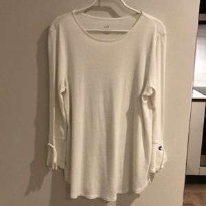 NWOT! - J. JILL Pima Tie Sleeve Tee in White